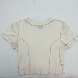 Urban Outfitters Cream Puff Sleeve Polo Crop Tee